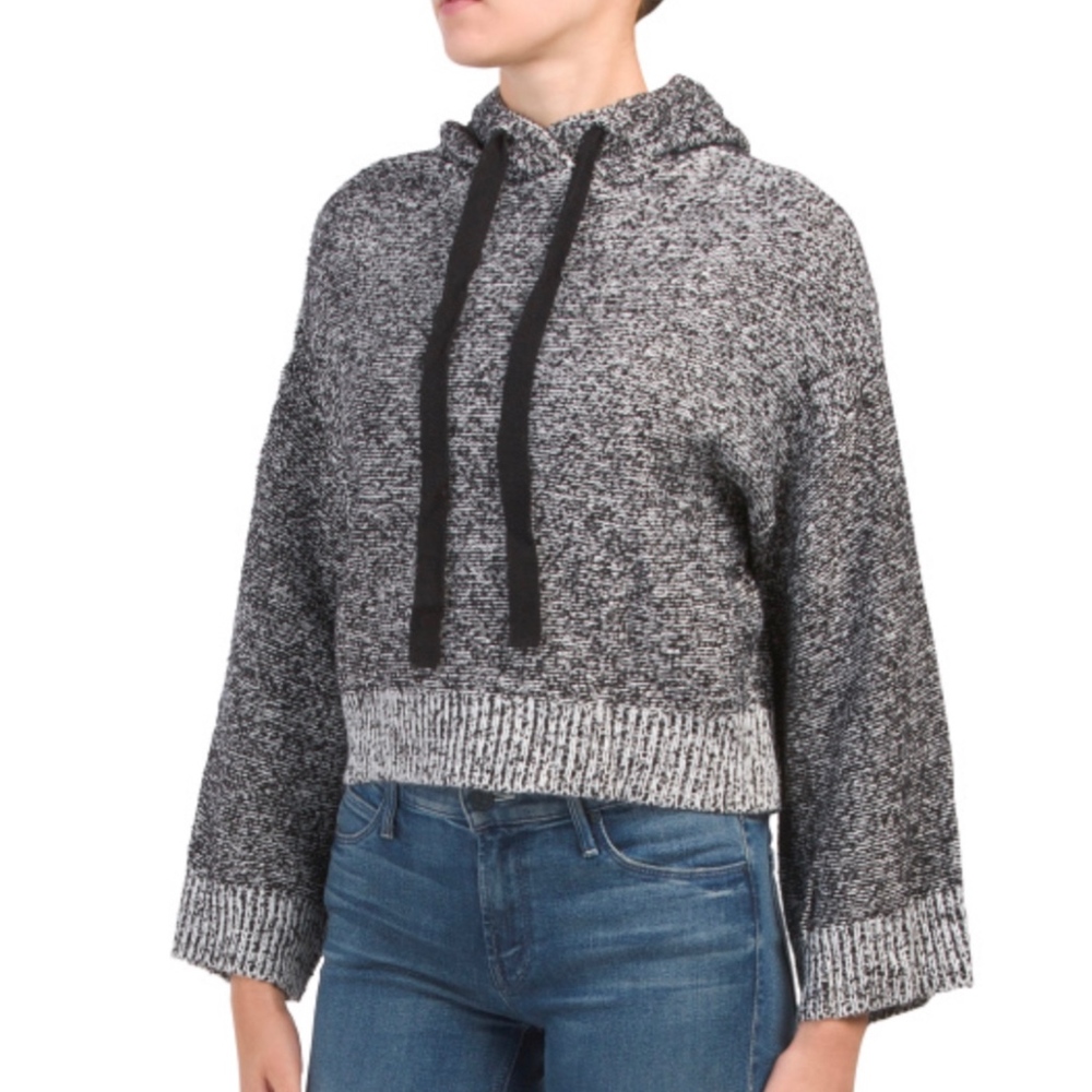 NWT RUBY MOON Marled Cropped Hoodie Sweater